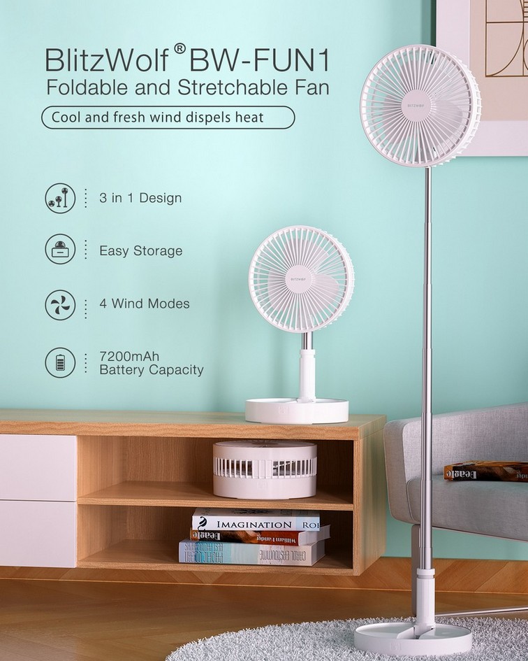 BlitzWolf BW-FUN1 - ventilator portabil cu acumulator