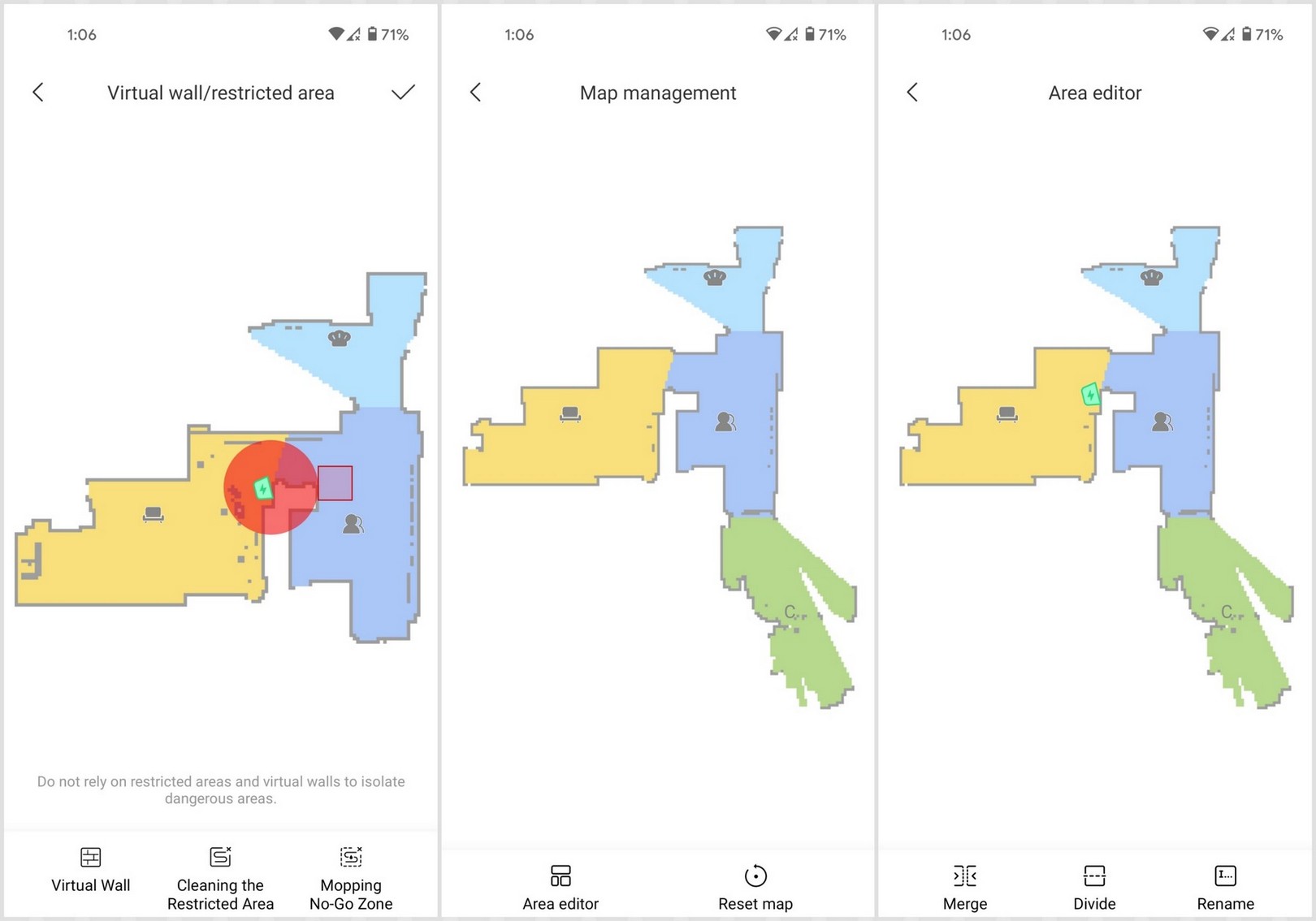Virtual wall, Map Management, Area editor
