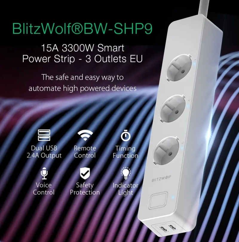 Prelungitor smart cu USB BlitzWolf BW-SHP9