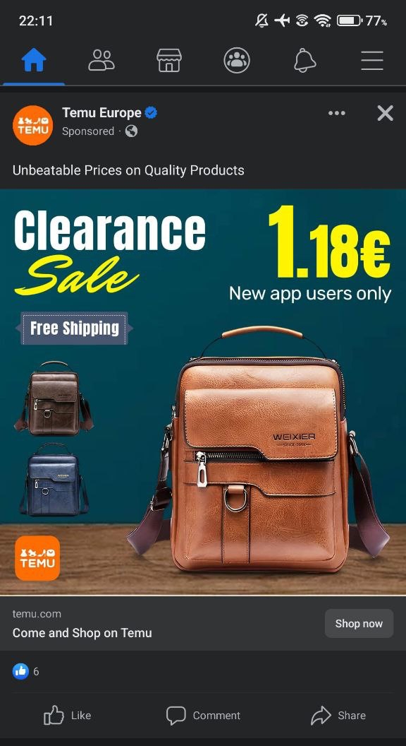 oferte temu facebook